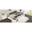 Lit plateforme double en bois avec lit gigogne escamotable, tablettes de rangement et tête de lit à rangement amélioré, blanc-168334831