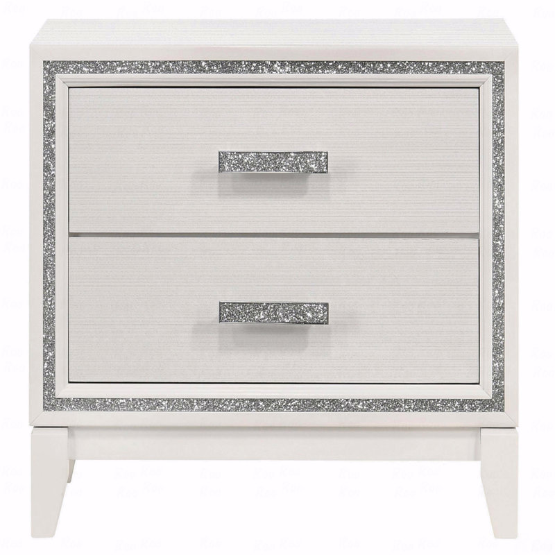 Table de chevet 2 tiroirs, Blanc