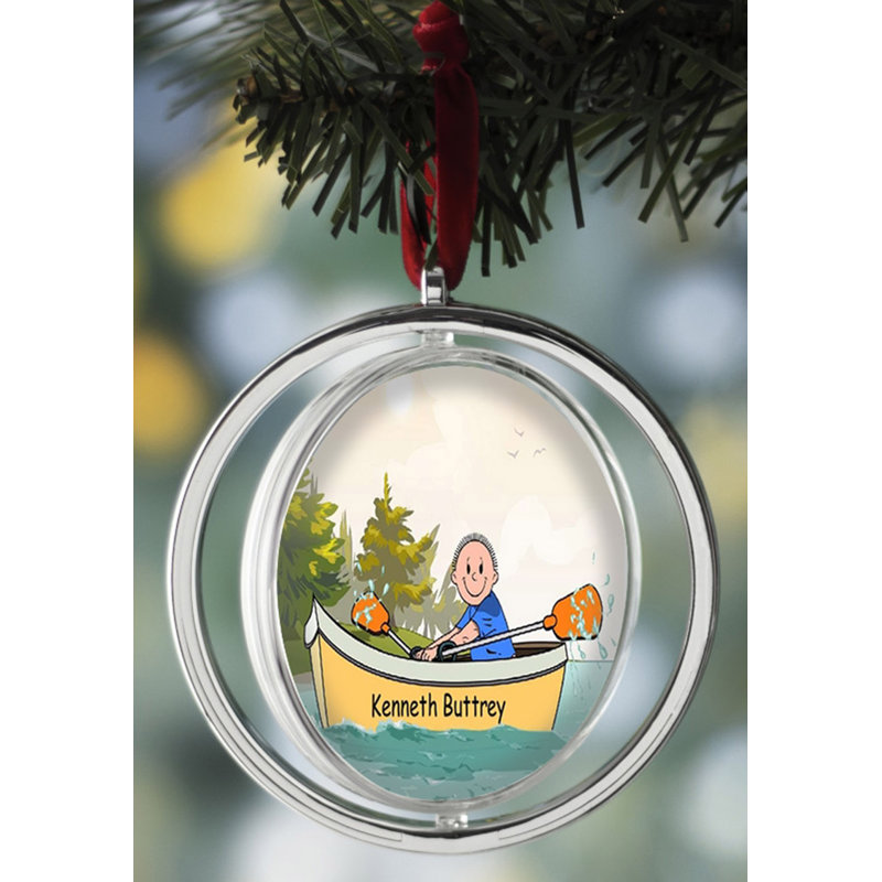 Ornement de Noël personnalisable en forme de bateau à rames à double face, Oui