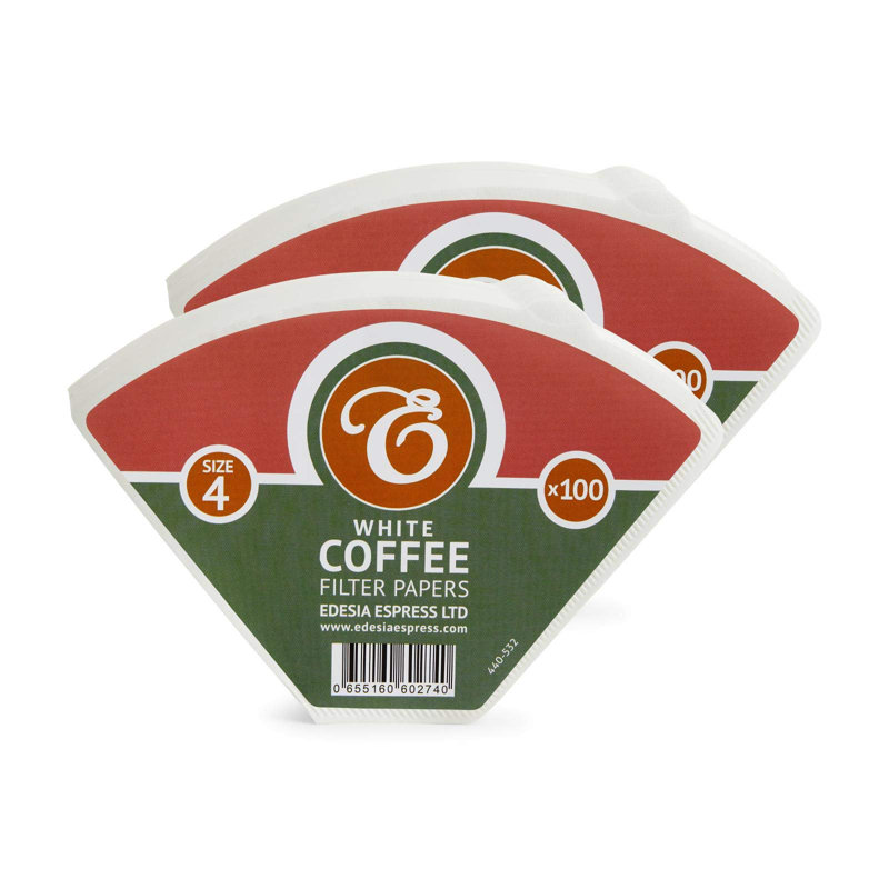 200 Size 4 Brown Unbleached Coffee Filter Paper Cones, White