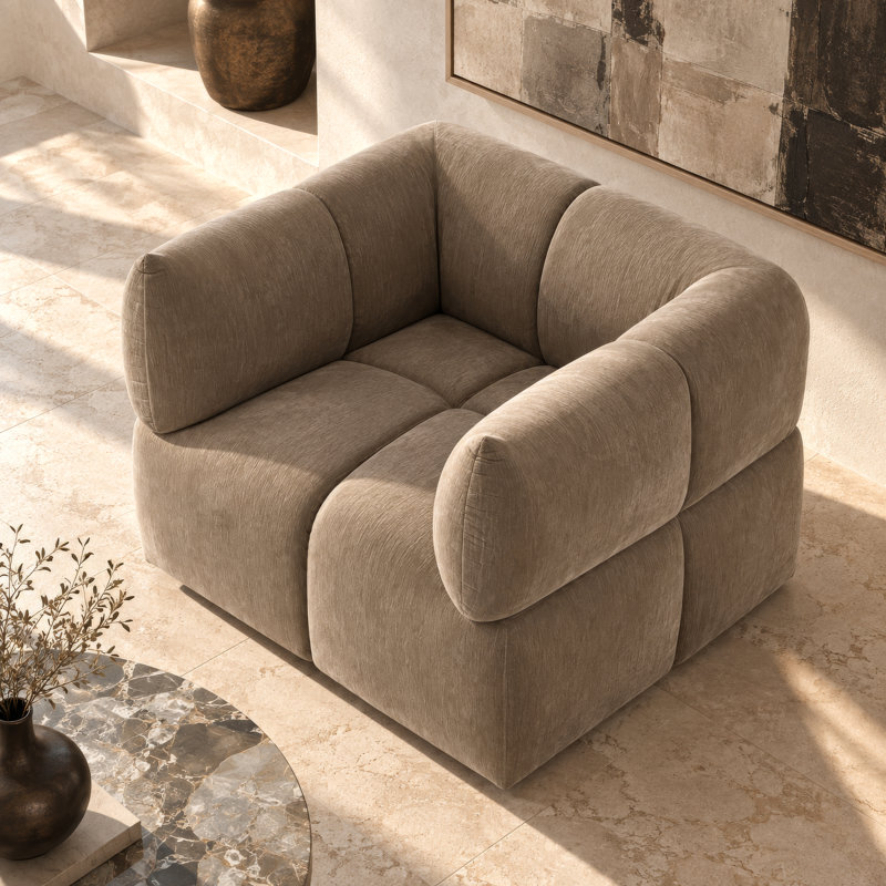 Marisol - Fauteuil d'appoint pivotant en tissu taupe moderne