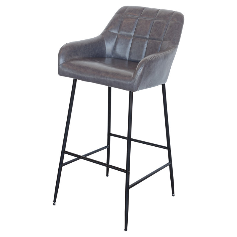 Moralez Upholstered Counter Stool with Metal Frame, Grey