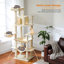 69" Tall Cat Tree Large Cat Tower With Super Big Hammock, Scratching Posts, Condo House And Large Top Perch-104406643