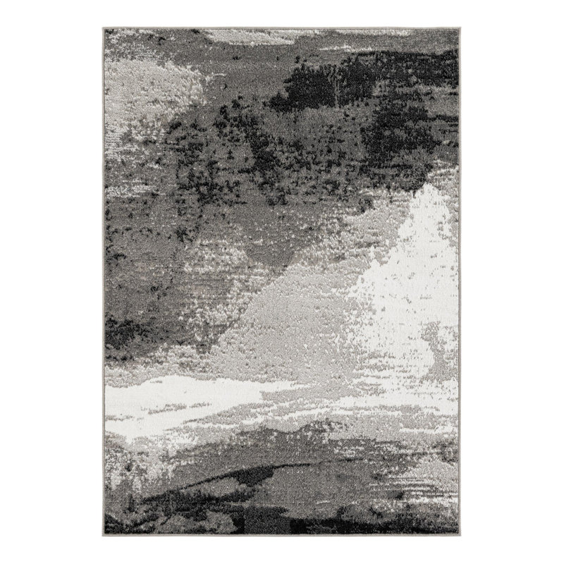 Ivy Bronx Glomma Nathanyl Rug Black, Rectangle 5'1" x 7'1"
