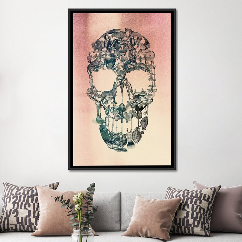 «Skull Vintage» par Ali Gulec, reproduction sur toile tendue sur châssis, H 26 po x l 18 po x P 1,5 po, Toile avec cadre noir
