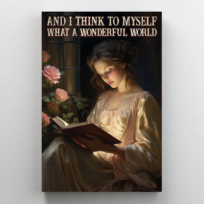 «Girl Read Book What A Wonderful World», 1 pièce «Re Girl Read Book What A Wonderful World», impression sur toile
