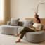Siège 2 places gris fumée avec velours côtelé luxueux, all design, apparence moderne, sans assemblage, rembourrage en éponge haute densité et coussins décoratifs Moon Bay en gris