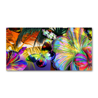 Flowers And Butterfly - Wrapped Canvas Print
