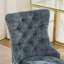 Fauteuil de bureau chenille capitonné à boutons avec base en métal chromé, chaise de bureau pivotante réglable-882612690-879119216