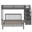 Lit simple mezzanine sur lit double avec escalier et rangement