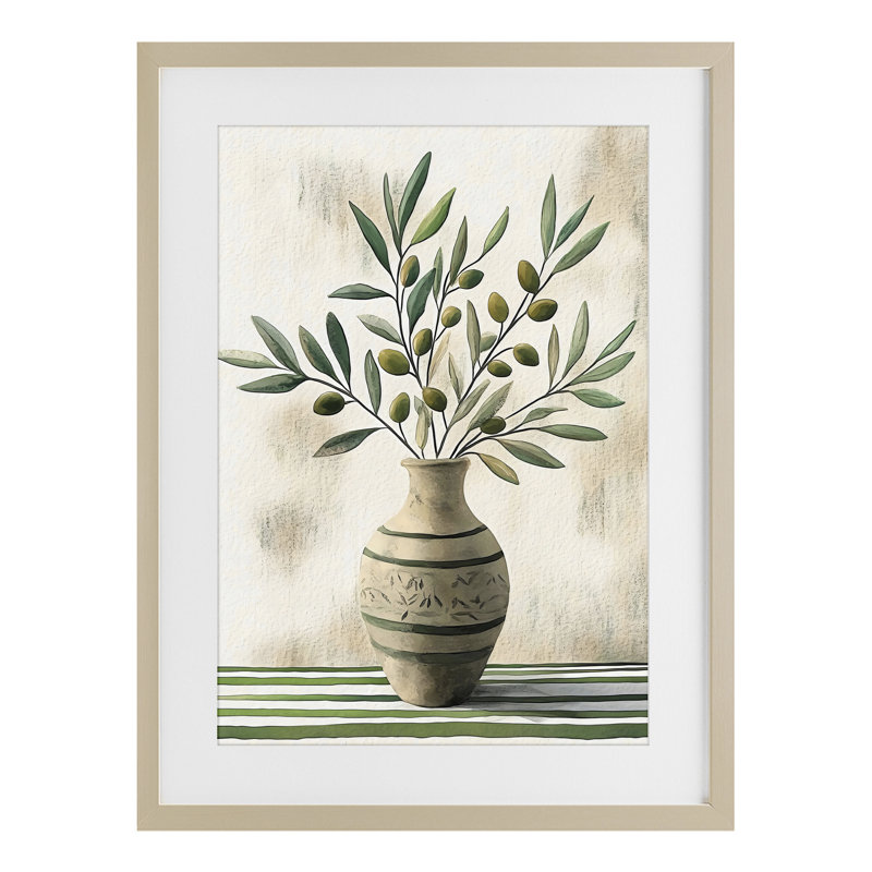 «Vase of Olive Branches», reproduction encadrée sous verre, design by Creative Studio, 23 x 17