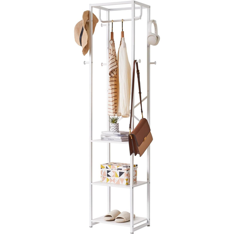 Wichert Freestanding 8 - Hook Coat Rack, White