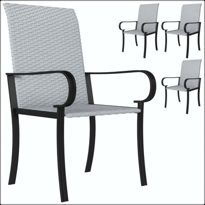 Outdoor Wicker Dining Chair with High Back and Deep Seating (Set of 4)