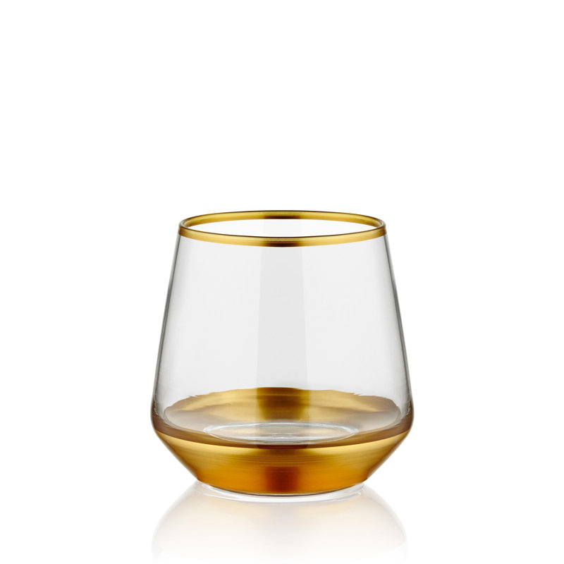 Prattville 445ml Handmade Drinking Glass Set, Gold