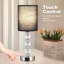 Touch Table Lamp, Crystal Bedside Lamp With 3-Way Dimmable, Small Bedside Lamp With USB C+A Charging Ports, Bedroom Lamp With Fabric Lampshade For Living Room-413746781