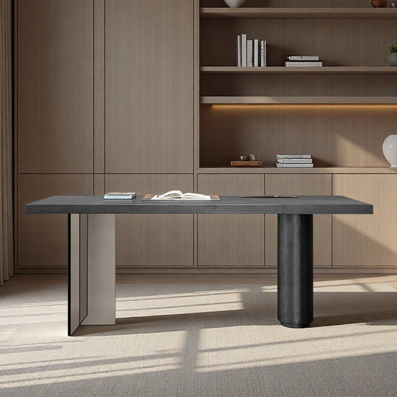 Bureau en acrylique pour le bureau personnel dans le bureau, Noir, H 29,53 po x l 70,87 po x P 31,5 po