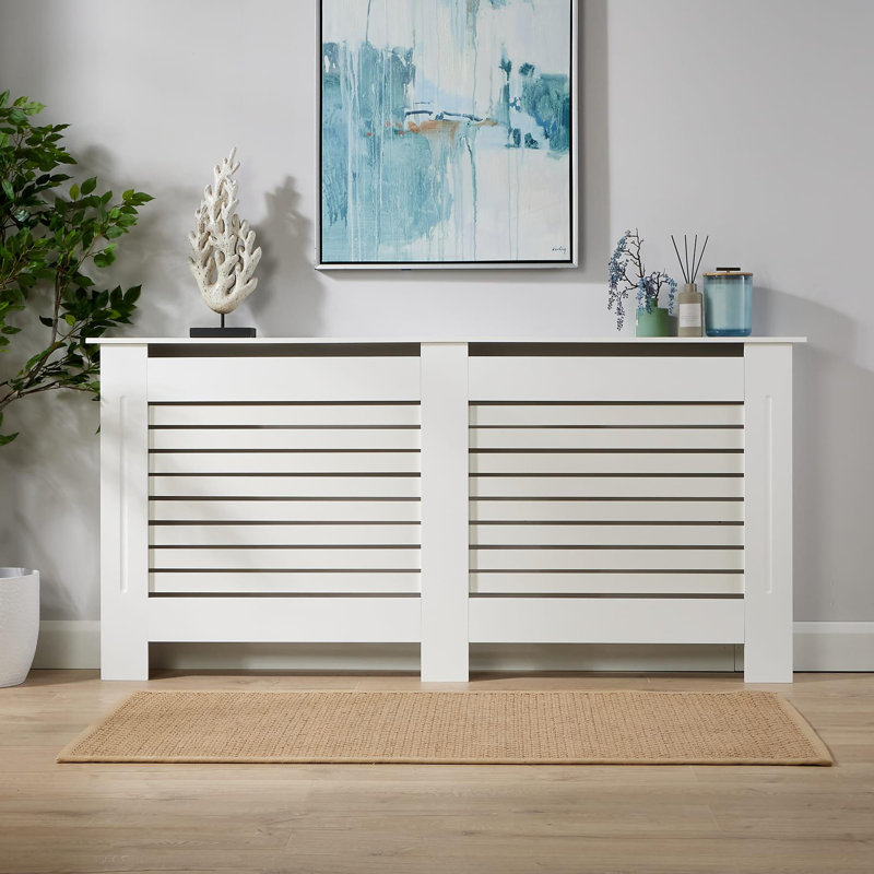 Mathusan Radiator Cover, 81.5cm H x 172cm W x 19cm D, Whte