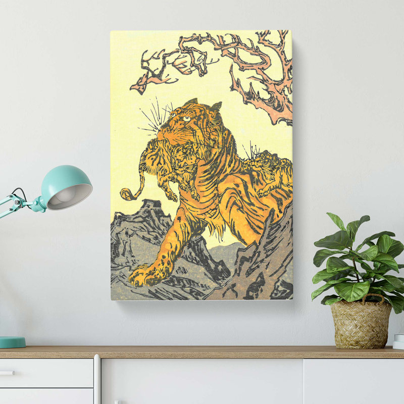 Tora Tiger by Kawanabe Kyosai - Wrapped Canvas Painting, 60cm H x 40cm W x 3cm D