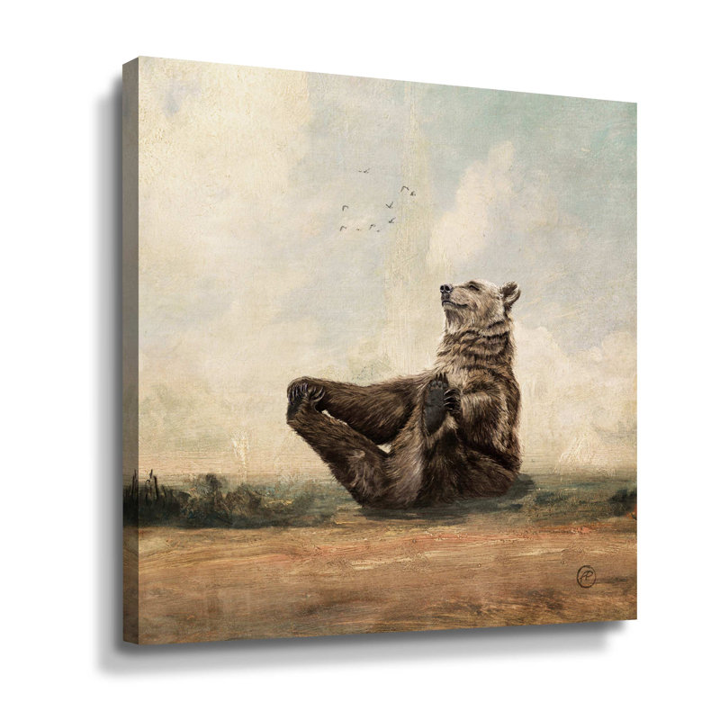 " Yo The Yoga Bear ", 10" H x 10" W x 2" D, Wrapped Canvas