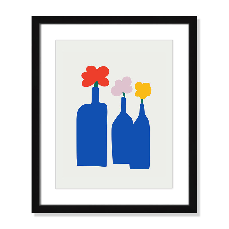 «Bold Blooms Trio Print» par Dean, L 16 po x H 19 po, Matted Print, Noir satiné