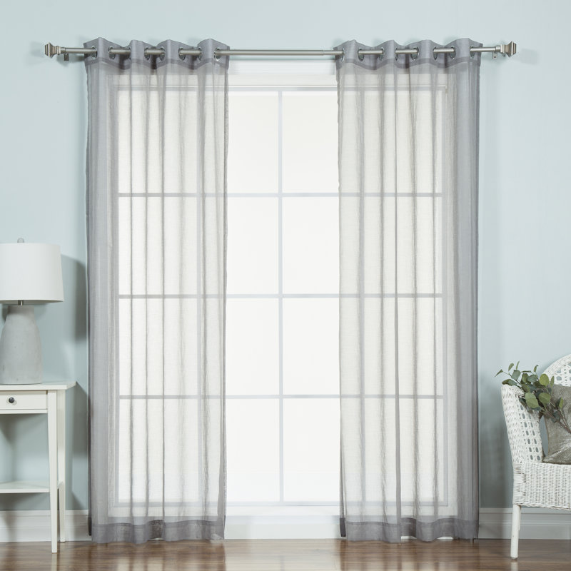 Paire de rideaux transparents avec œillets Amarely, Gris, L 52 po x L 84 po