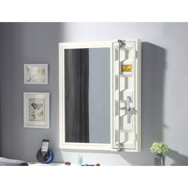 Miroir de salle de bain Cargo, Blanc, Métal métal