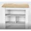 Îlot de cuisine, table de cuisine H 35 po, quatre pieds, trois tablettes de rangement ouvertes, blanc / chêne clair-36052684