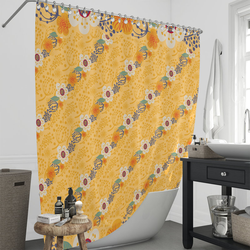 Rideau de douche simple à motif floral, H 93 po x l 70 po