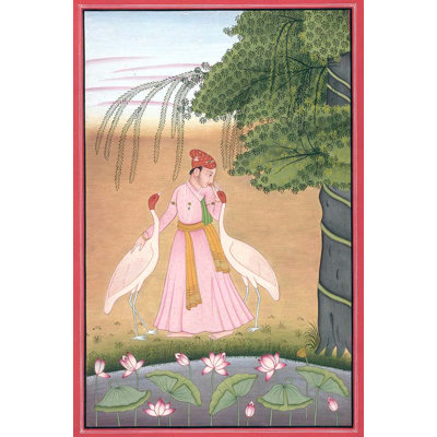 Raga Lalita au bord du lac | Peinture miniature sur papier