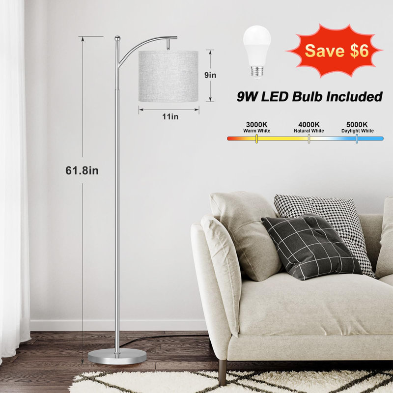Onawa 61.81'' Traditional Floor Lamp, Silver, Gray