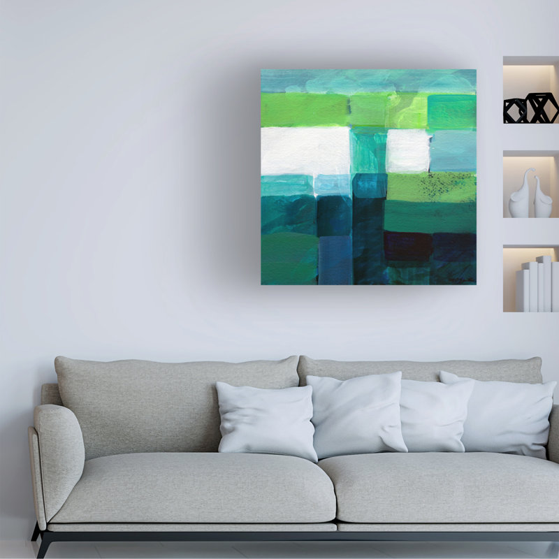 Aquarelle abstraite Gorée 2 sur toile, H 18 po x l 18 po x P 2 po