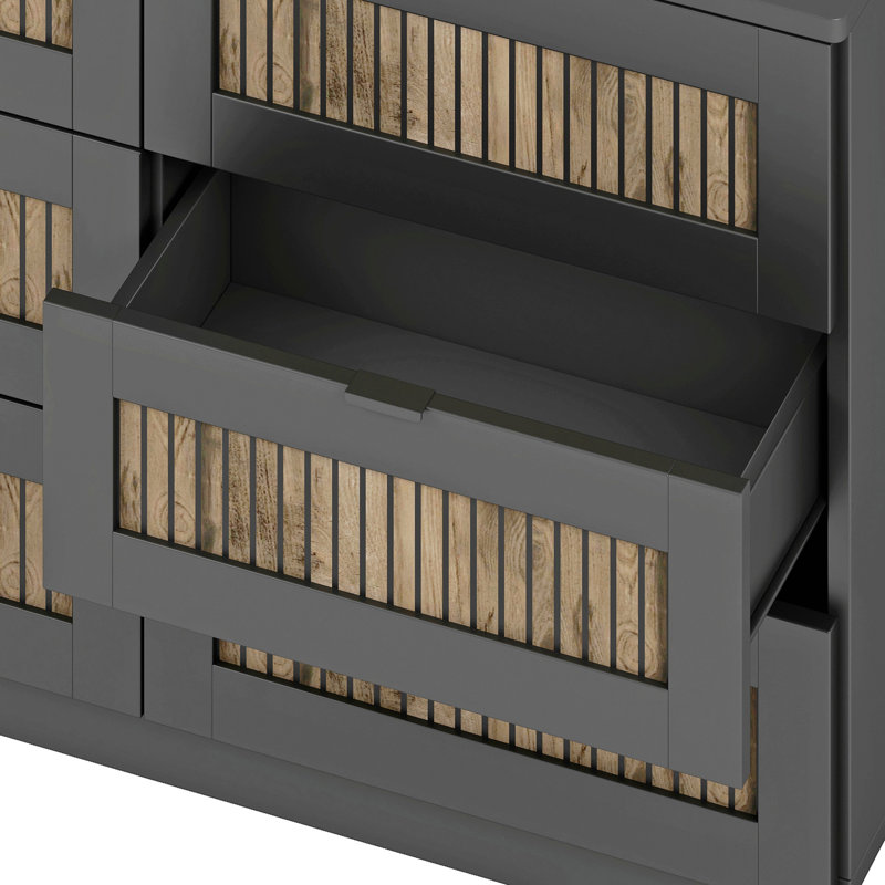 Wooden Dresser with 6 Drawers, Black