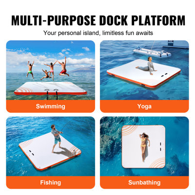 Plateforme de quai gonflable 7 x 7 pi, tapis de quai flottant antidérapant