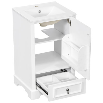Meuble-lavabo moderne 20 po avec comptoir en céramique