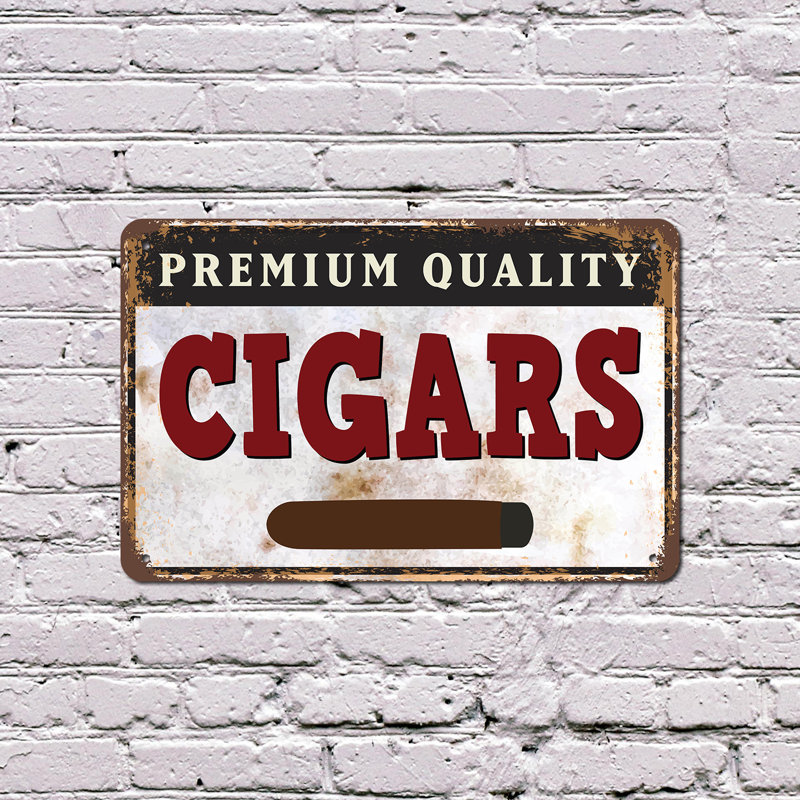 Enseigne en aluminium de qualité supérieure 7 po x 10 po Cigars, H 7 po x l 10 po x P 0,1 po