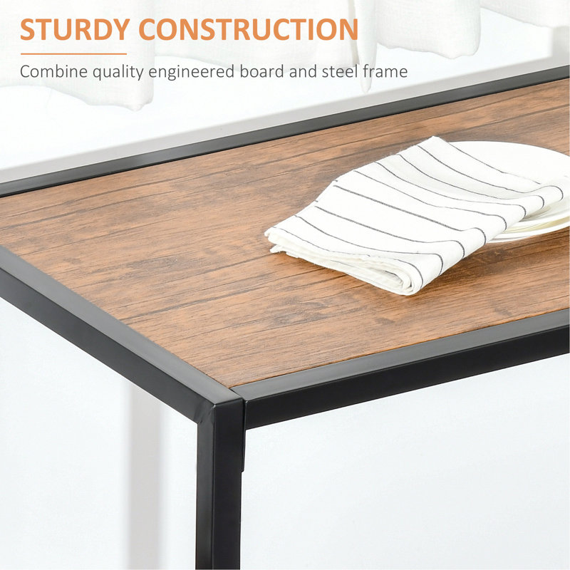 Brown MDF and Metal Frame Pub Table Set with 2 Chairs
