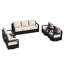 Ensemble de conversation d'extérieur 5 pièces avec canapé 3 places, 4 chaises pivotantes et coussin beige Abdullah-129417818
