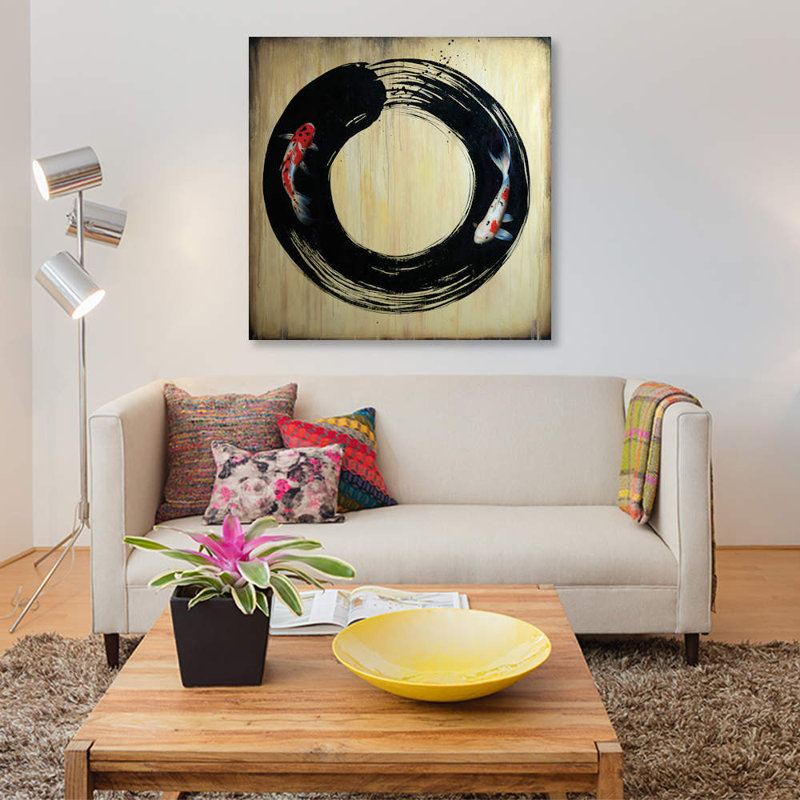 Enso With Koi by Sandi Baker - Wrapped Canvas Gallery-Wrapped Canvas Giclée, 66.04 cm H x 66.04 cm W x 3.175 cm D