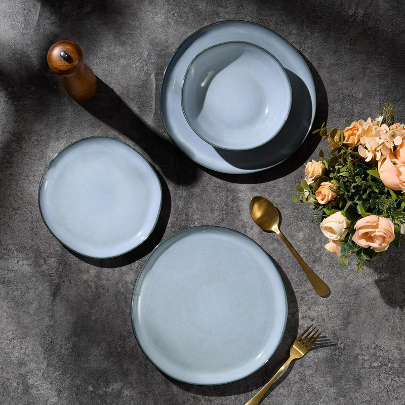 Stoneware Dinnerware - Service for 4, Lakeside Mist
