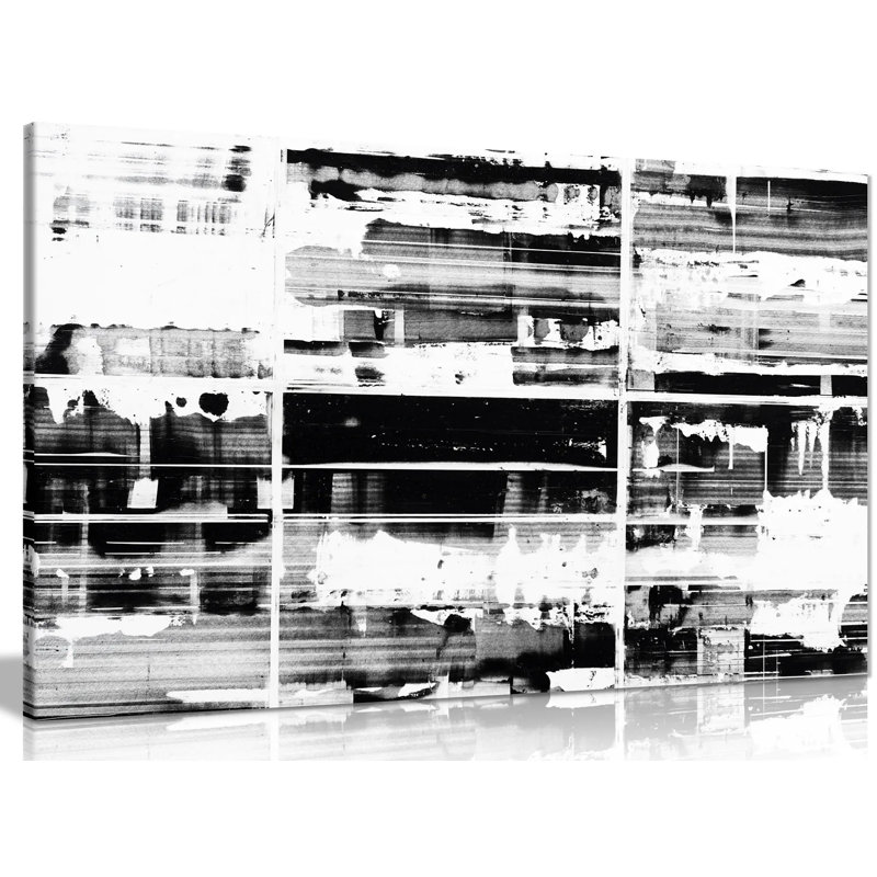 Abstract Black & White Canvas Wall Art Picture Print - Wrapped Canvas Print, 61cm H x 91cm W