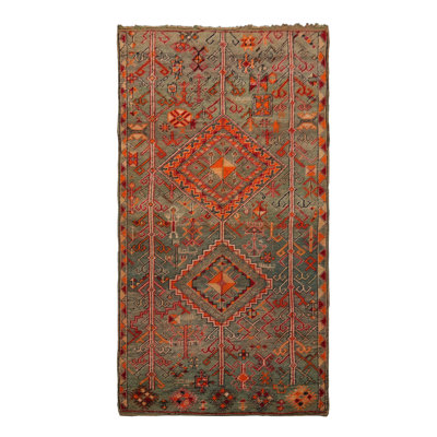 Tapis marocain antique en laine noué à la main 5 pi 3 po x 10 pi 2 po Celadon