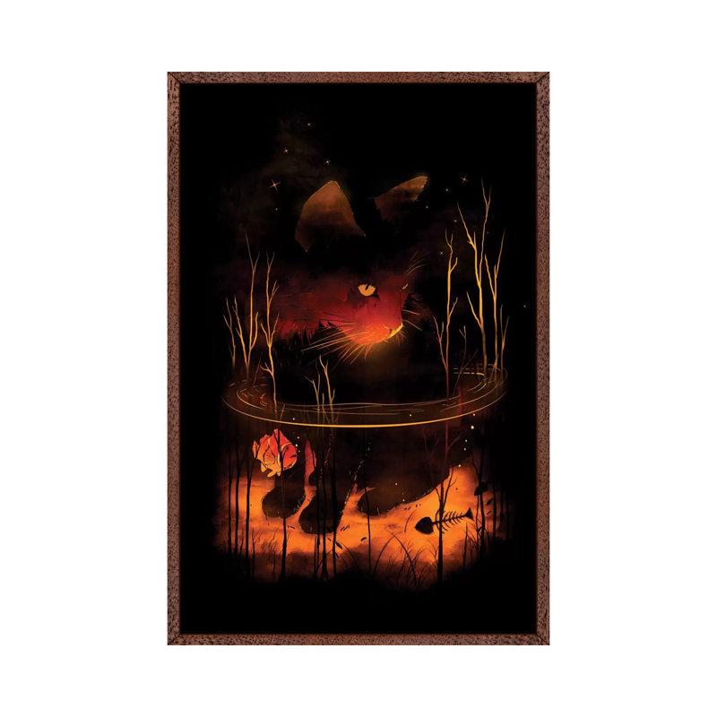 Catfish by Nicebleed - Print on Canvas, 152.4cm H x 101.6cm W x 3.81cm D, Classic Brown Wood Framed