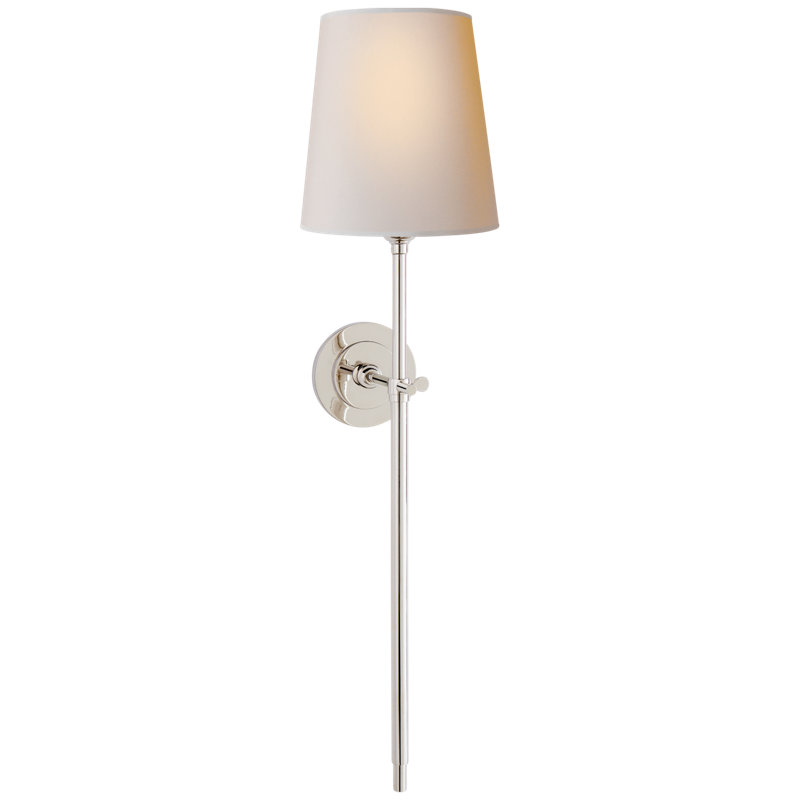 Thomas O'Brien Bryant Large Tail Sconce, Polished Nickel, Fabric