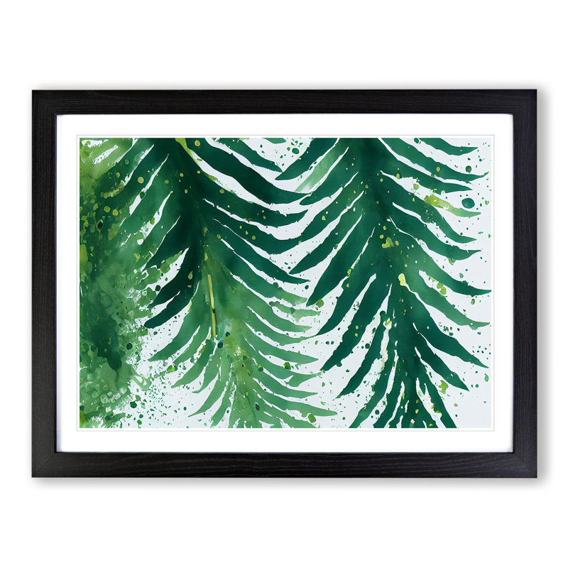 Fern Leaf Splash Vol.1 - Single Picture Frame Print, Black, 25cm H x 34cm W x 2cm D