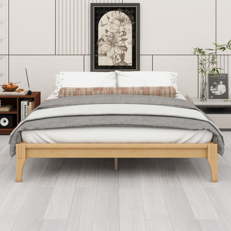 Solid Dry Bamboo Wood Platform Bed, Natural