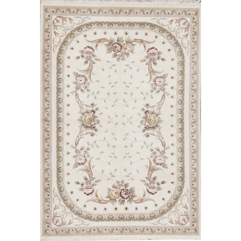 Tapis ivoire noué à la main de haute qualité