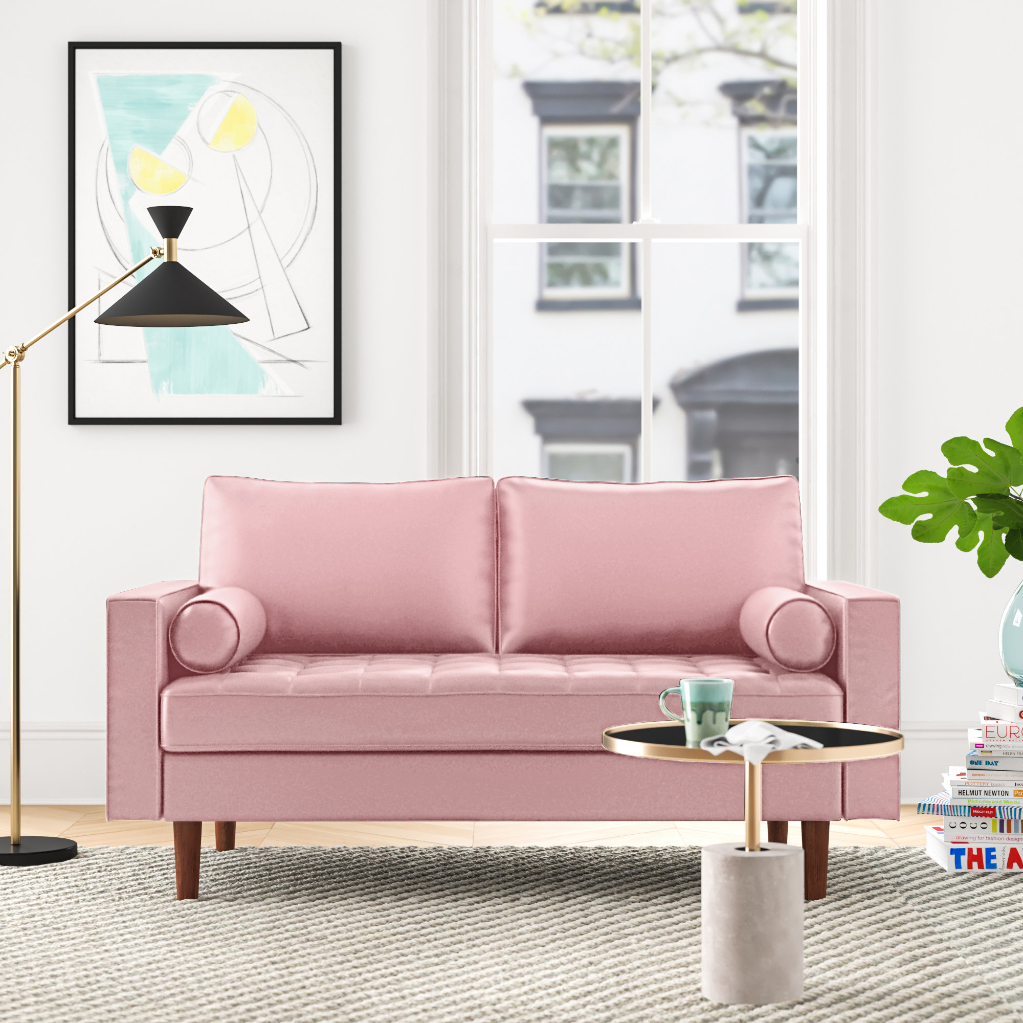 Pink loveseat deals sofa