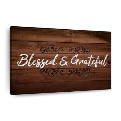 Art textuel sur toile "Blessed and Grateful II"