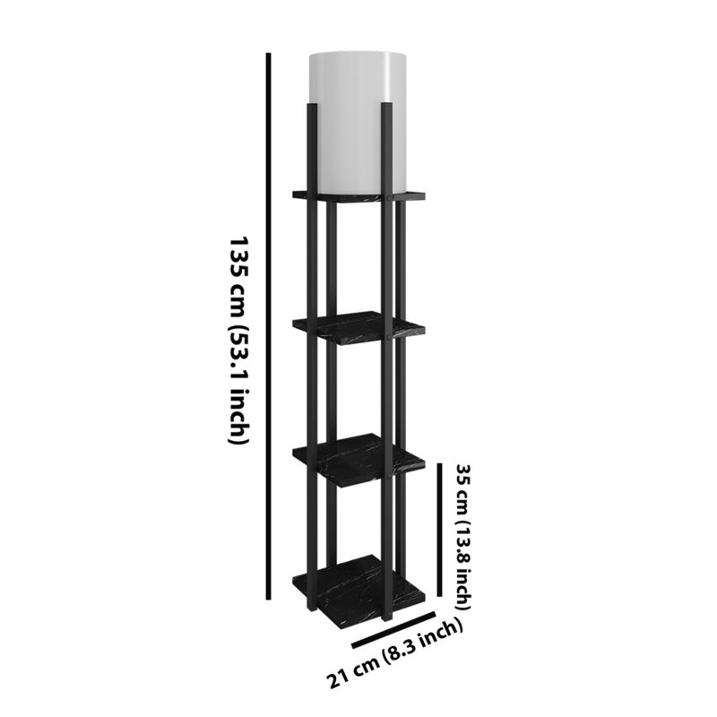 Stylish Black Floor Lamp, 53.1 Inches Tall, Particle Board Body, Fabric Shade 8.3 x 8.3 Inches, E27 Socket Max 40W, On/Off Switch on Cable, CE Certified, Perfect for Scandinavian & Country Decor