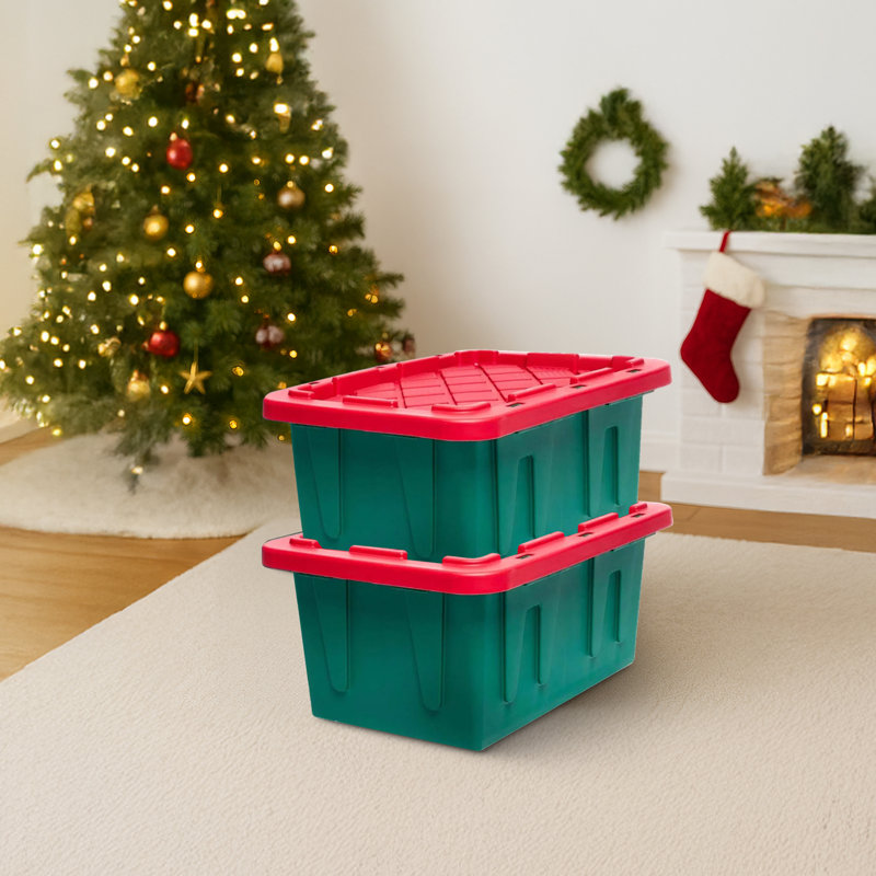 HOMZ Durabilt, bacs de rangement en plastique robustes avec couvercles, Glacière 60 qt., Ensemble de 2